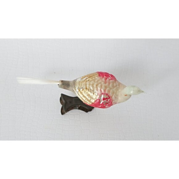 Antique Mercury Glass Bird Clip On Long Neck Bird Ornament  Christmas Ornament 1 - Picture 3 of 5